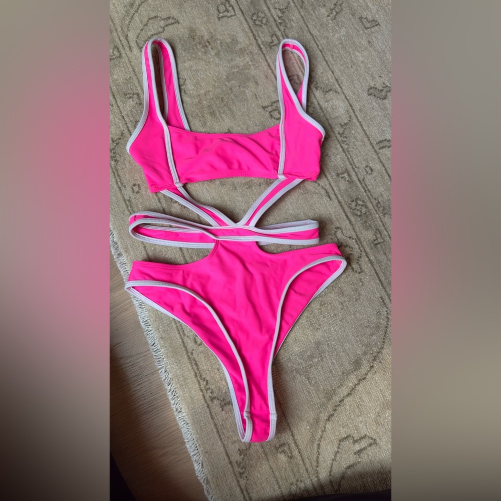Vibrant Pink Strappy one piece